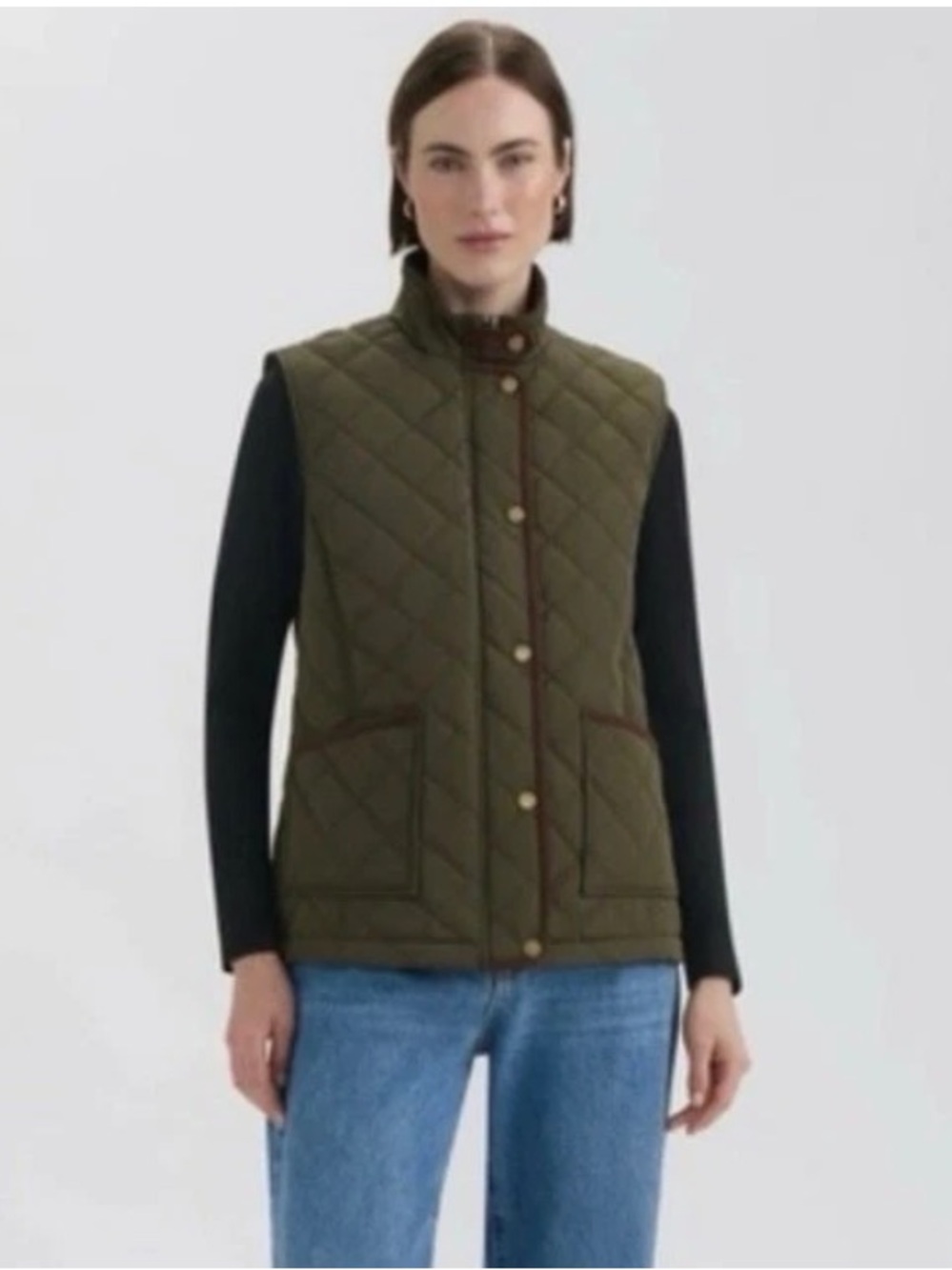 Hunter Olive Green Quilted Sleeveless Vest Women’s Sz Sm with FLAW BOTW862HUL